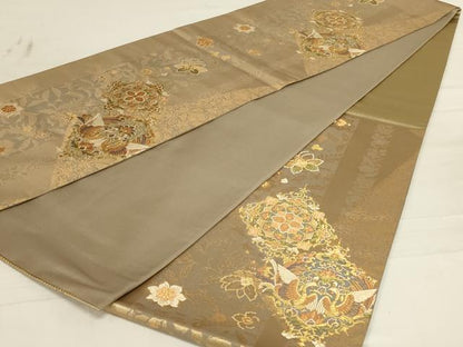 平和屋着物◎六通柄袋帯　美しき憧れ　金糸　正絹　逸品　AABD7474ou