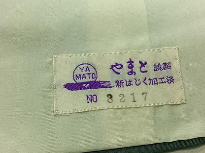 平和屋着物▽上質な色無地　単衣　木賊色　やまと誂製　正絹　逸品　AABD7481jh