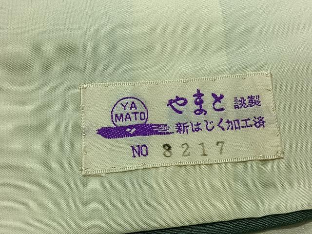平和屋着物▽上質な色無地　単衣　木賊色　やまと誂製　正絹　逸品　AABD7481jh