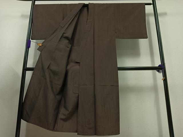 平和屋着物▽男性 紬 単衣 アンサンブル 縞 正絹 逸品 AABD7483jh