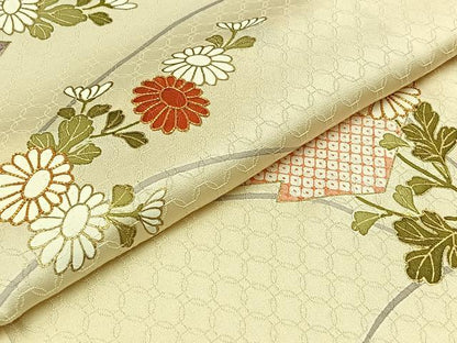 平和屋着物▽訪問着 単衣 駒刺繍 松皮菱花文 金彩 正絹 逸品 AABD7484jh