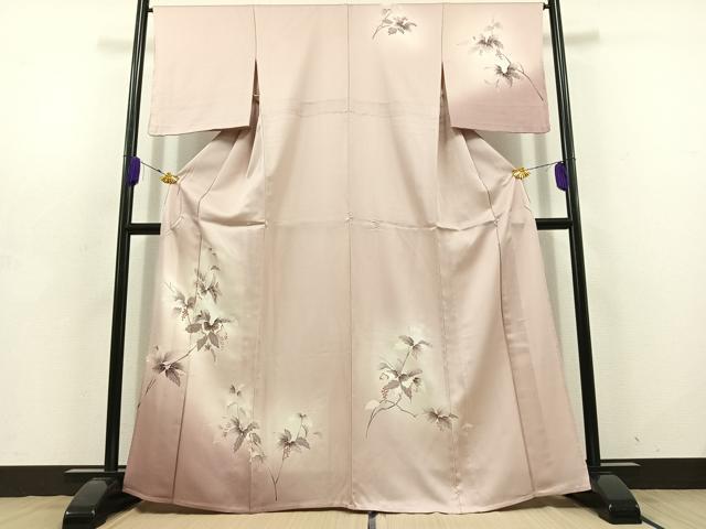 平和屋着物▽訪問着 単衣 手描き 南天文 暈し染め 正絹 逸品 未使用 AABD7485jh