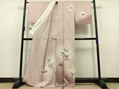 平和屋着物▽訪問着 単衣 手描き 南天文 暈し染め 正絹 逸品 未使用 AABD7485jh