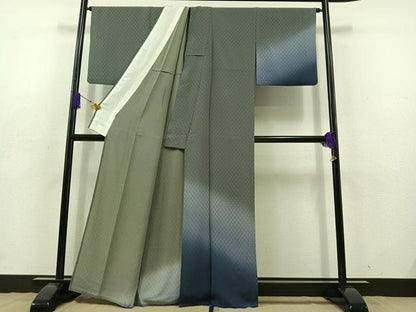 平和屋着物▽訪問着 単衣 霞文 暈し染め 正絹 逸品 AABD7486jh