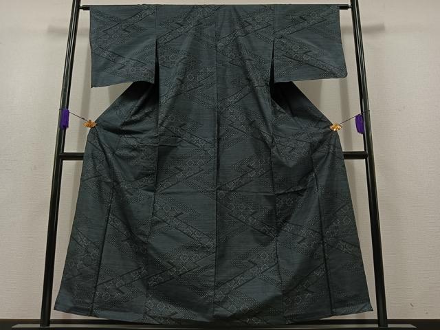 平和屋着物▽本場大島紬 単衣 松皮菱文 正絹 逸品 AABD7487jh
