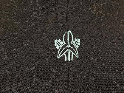 平和屋着物▽上質な色無地 単衣 花唐草地紋 鉄黒色 正絹 逸品 AABD7488jh