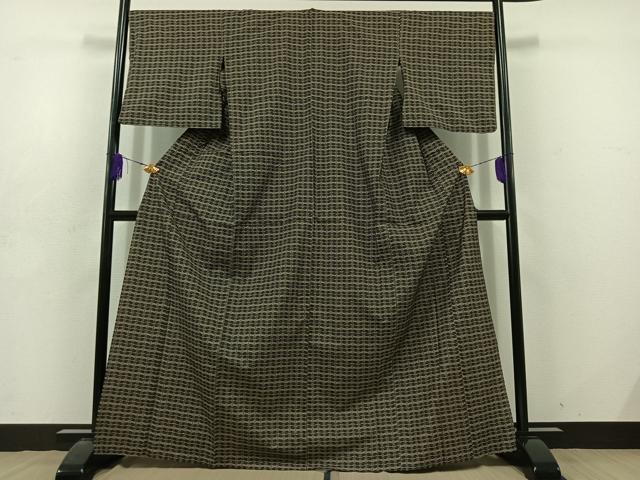 平和屋着物▽本場大島紬 単衣 蜻蛉 正絹 逸品 AABD7490jh