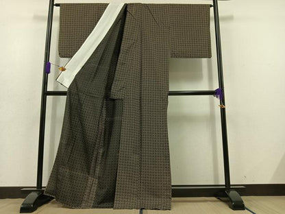 平和屋着物▽本場大島紬 単衣 花丸文 正絹 逸品 AABD7494jh