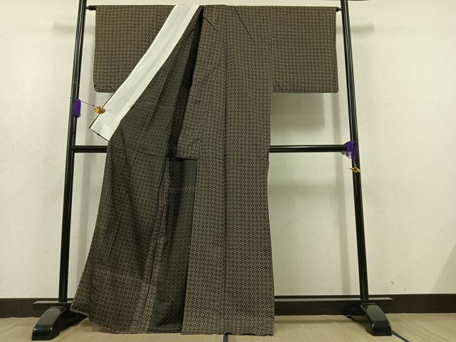 平和屋着物▽本場大島紬 単衣 花丸文 正絹 逸品 AABD7494jh
