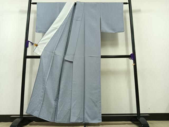 平和屋着物▽色無地 単衣 花尽くし地紋 淡藤色 洗える着物 AABD7495jh
