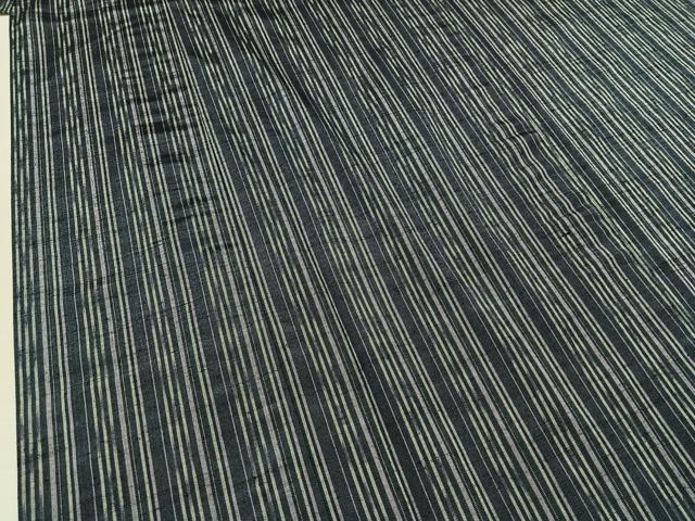 平和屋着物▽上質な紬 単衣 縞 正絹 逸品 AABD7497jh