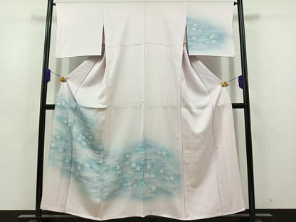 平和屋着物▽訪問着 単衣 流水文 紅葉 暈し染め 正絹 逸品 AABD7498jh
