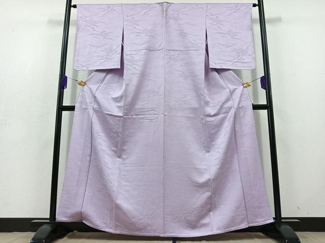 平和屋着物▽上質な色無地 単衣 吹き寄せ吉祥地紋 藤色 正絹 逸品 AABD7499jh