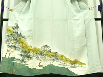 平和屋着物▽豪華色留袖 単衣 風景文 金彩 正絹 逸品 AABD7500jh