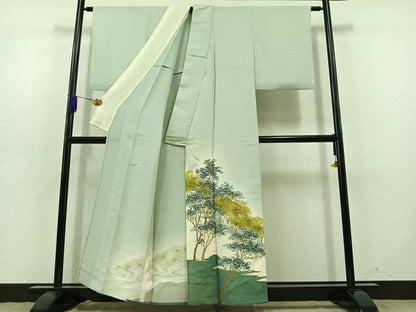 平和屋着物▽豪華色留袖 単衣 風景文 金彩 正絹 逸品 AABD7500jh