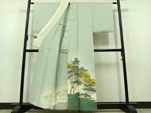 平和屋着物▽豪華色留袖 単衣 風景文 金彩 正絹 逸品 AABD7500jh