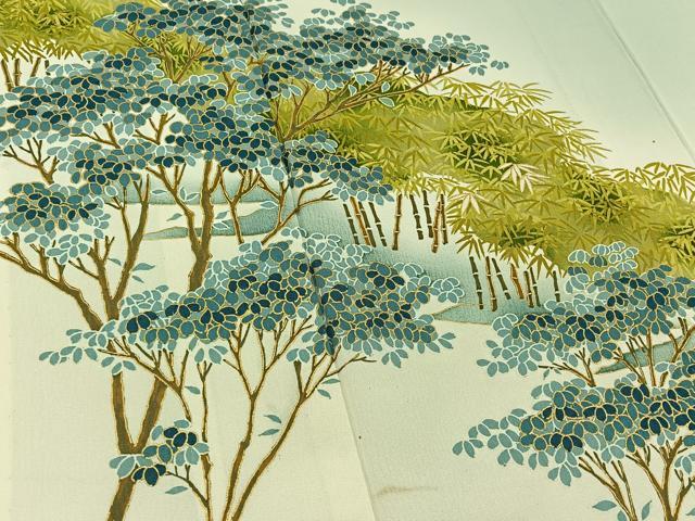 平和屋着物▽豪華色留袖 単衣 風景文 金彩 正絹 逸品 AABD7500jh