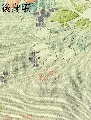 平和屋着物▽上質な小紋 単衣 手描き 草花文 正絹 逸品 AABD7505jh