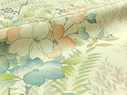 平和屋着物▽上質な小紋 単衣 手描き 草花文 正絹 逸品 AABD7505jh
