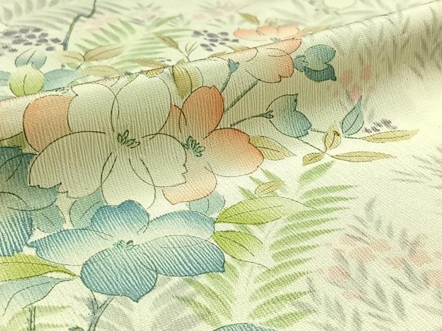 平和屋着物▽上質な小紋 単衣 手描き 草花文 正絹 逸品 AABD7505jh