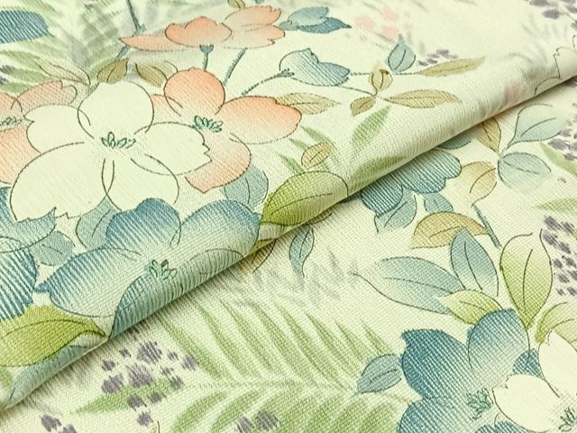 平和屋着物▽上質な小紋 単衣 手描き 草花文 正絹 逸品 AABD7505jh