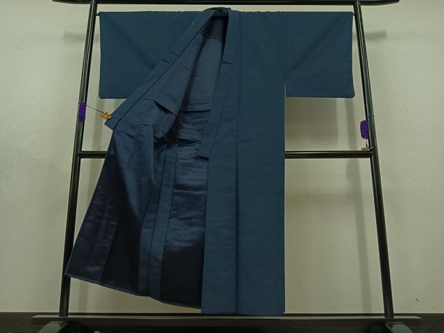 平和屋着物▽男性 色無地 単衣 アンサンブル 青藍色 AABD7507jh