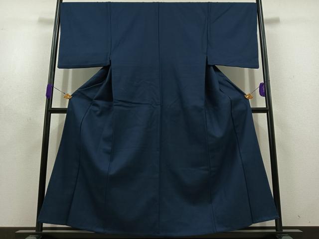 平和屋着物▽男性　色無地　単衣　青藍色　逸品　AABD7508jh
