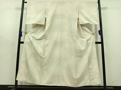 平和屋着物▽上質な紬 単衣 草花文 正絹 逸品 AABD7518jh