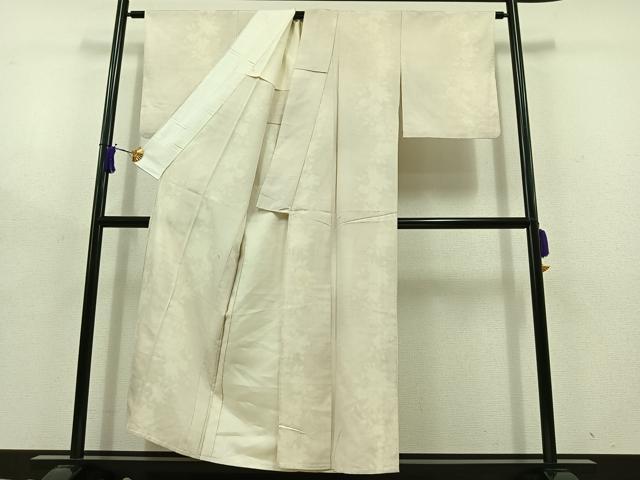 平和屋着物▽上質な紬 単衣 草花文 正絹 逸品 AABD7518jh