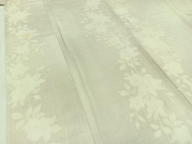 平和屋着物▽上質な紬 単衣 草花文 正絹 逸品 AABD7518jh
