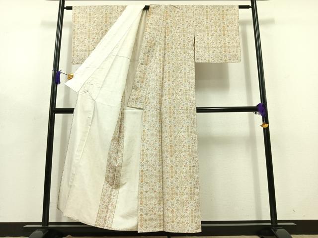 平和屋着物▽本場染大島紬 単衣 花菱文 正絹 逸品 AABD7519jh