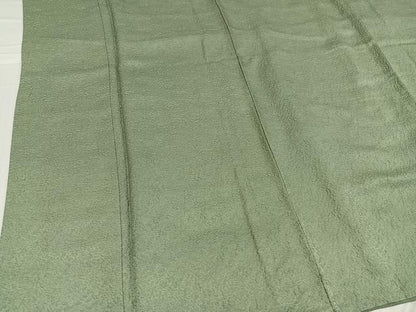 平和屋着物●上質な色無地 草花地紋 山葵色 三越扱い 正絹 逸品 AABD7521ph
