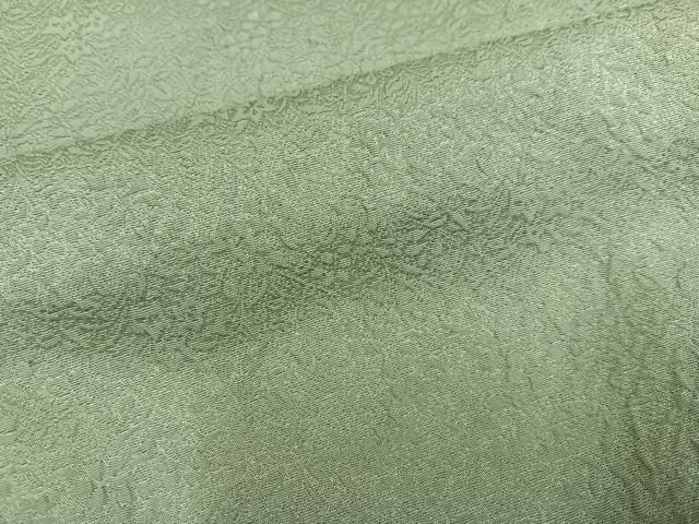 平和屋着物●上質な色無地 草花地紋 山葵色 三越扱い 正絹 逸品 AABD7521ph