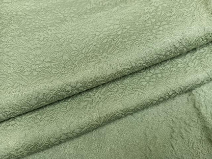 平和屋着物●上質な色無地 草花地紋 山葵色 三越扱い 正絹 逸品 AABD7521ph
