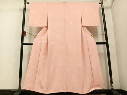 平和屋着物●上質な色無地　舞葉地紋　赤香色　正絹　逸品　AABD7523ph