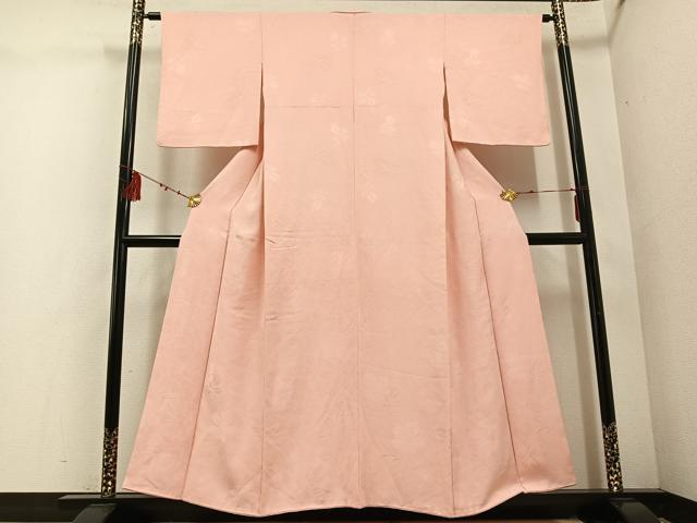 平和屋着物●上質な色無地　舞葉地紋　赤香色　正絹　逸品　AABD7523ph