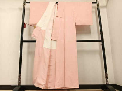 平和屋着物●上質な色無地　舞葉地紋　赤香色　正絹　逸品　AABD7523ph
