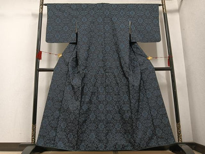 平和屋着物●本場大島紬 一元7マルキ 幾何学花文 正絹 逸品 AABD7538ph