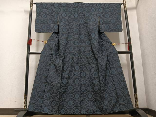 平和屋着物●本場大島紬 一元7マルキ 幾何学花文 正絹 逸品 AABD7538ph