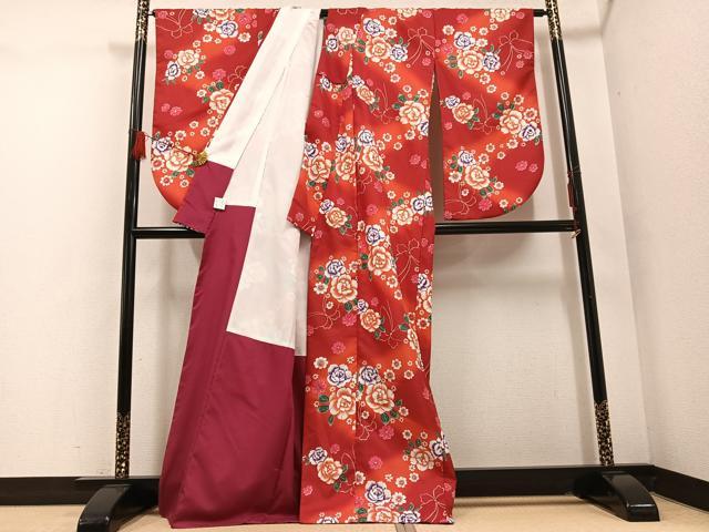 平和屋着物●小振袖　二尺袖　牡丹　暈し染め　洗える着物　AABD7559ph
