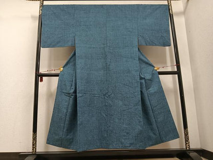 平和屋着物●男性 紬 アンサンブル 色無地 錆鼠色 正絹 逸品 AABD7566ph