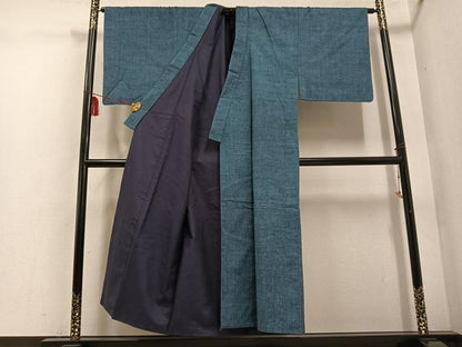 平和屋着物●男性 紬 アンサンブル 色無地 錆鼠色 正絹 逸品 AABD7566ph