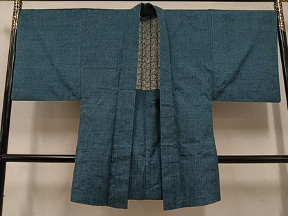 平和屋着物●男性 紬 アンサンブル 色無地 錆鼠色 正絹 逸品 AABD7566ph