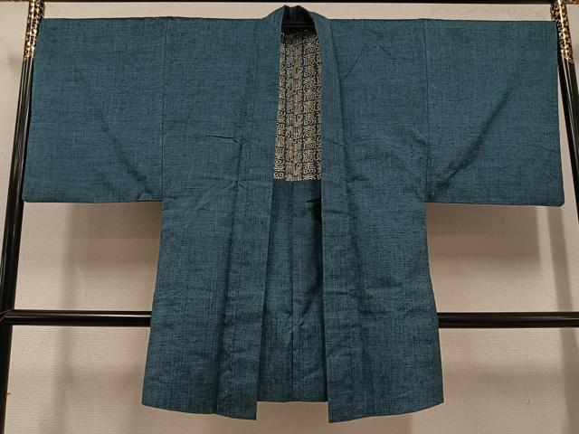 平和屋着物●男性 紬 アンサンブル 色無地 錆鼠色 正絹 逸品 AABD7566ph