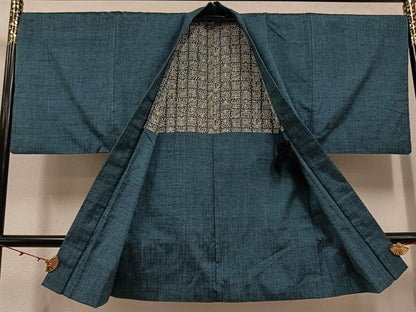 平和屋着物●男性 紬 アンサンブル 色無地 錆鼠色 正絹 逸品 AABD7566ph