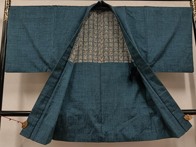 平和屋着物●男性 紬 アンサンブル 色無地 錆鼠色 正絹 逸品 AABD7566ph