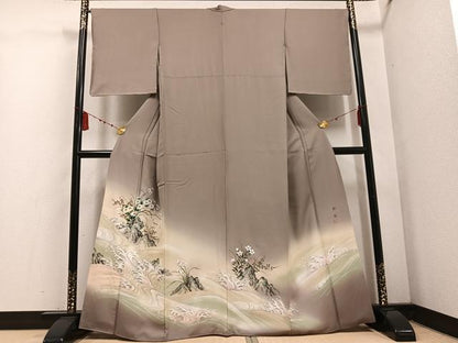 平和屋着物●和紙染染色作家・植村彩弘 色留袖 作家物 手描き 立波枝花文 暈し染め 金彩 正絹 逸品 AABD7575ph