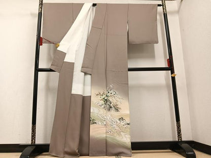 平和屋着物●和紙染染色作家・植村彩弘 色留袖 作家物 手描き 立波枝花文 暈し染め 金彩 正絹 逸品 AABD7575ph