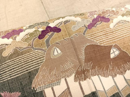 平和屋着物●京の名門　じゅらく謹製　帝王紫(古代帝王紫)　訪問着　刺繍　風景草花文　暈し染め　正絹　逸品　AABD7576ph