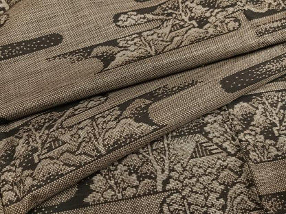 平和屋着物●本場大島紬　カタス9マルキ　風景樹林文　正絹　逸品　AABD7583ph